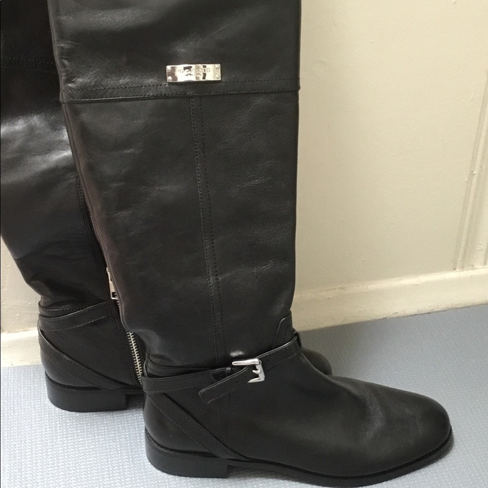 Coach black leather boots NWT